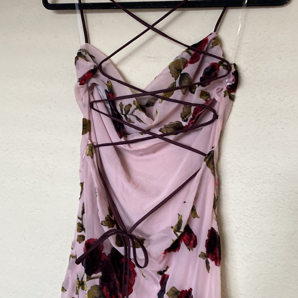 HOUSE OF CB 'Serena' Pink Devore Maxi Dress NWOT size M - Picture 8 of 16